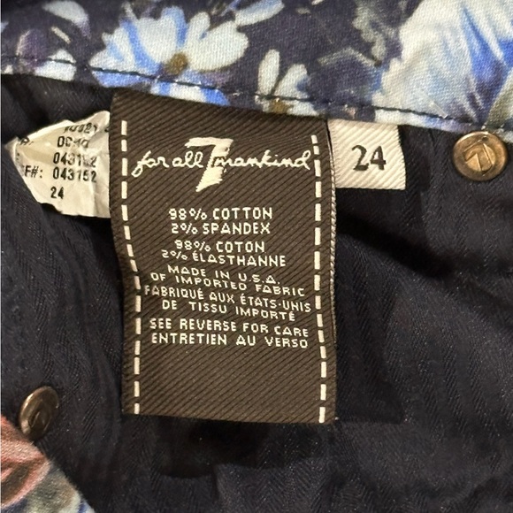 💥LAST DAY💥 7 For All Mankind Women's Navy & Floral Print Pants Size 24 - Picture 8 of 11